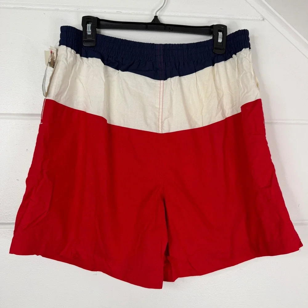VTG Y2K Beverly Hills Polo Club Swim Trunks Lined Large Deadstock Red White Blue
